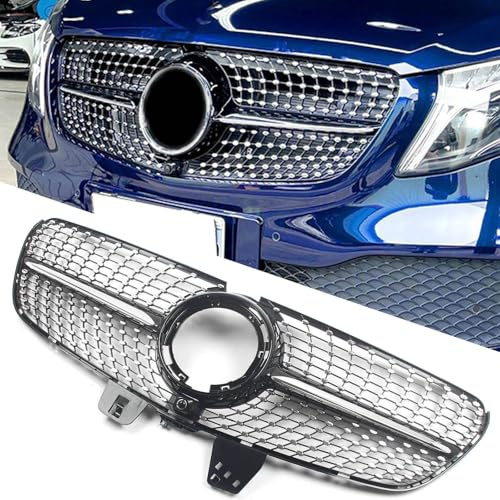 FINMOKAL Frontgrill, Frontstoßstange, Diamantgrill, Schwarz, kompatibel mit Benz V-Klasse W447 V220 V250 V260 V300 2021-2023, mit Kameraloch