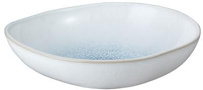 Denby - Kiln Blue Medium Organic Dish - 550ml Capacity - Ceramic Stoneware Plate for Snacks, Hosting - Dishwasher & Microwave Safe Crockery - Reactive Glaze - Chip Resistant Ornament - L18xW18xH5.5cm