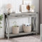 Table Console, Console Meuble Entree avec 2 Tiroir 110X 30x78CM,Table d'entrée en Rotin avec Forme de X sur Les Côtés pour l'entrée, Le Salon, Le Couloir (Gris)