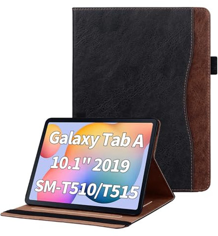 Cicili Hülle für Samsung Galaxy Tab A 10,1 2019 (SM-T510/T515), Folio Schutzhülle mit Tasche Ständer PU Lederhülle Flip Case Cover für Samsung Galaxy Tab A 10.1 Zoll 2019 Tablet Hülle Tablet, Schwarz