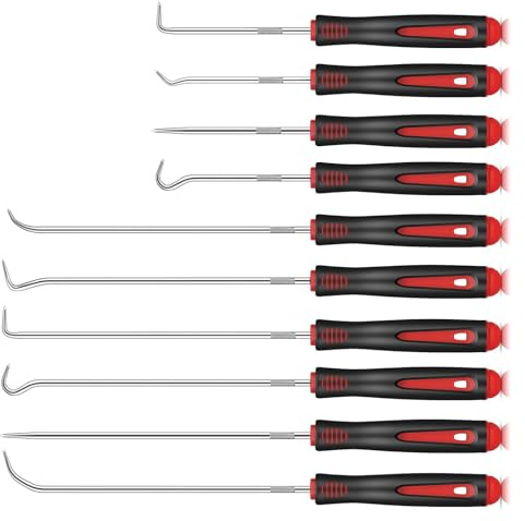 Foonary 10PCS Wellendichtring Werkzeug Pick und Haken Set,Haken Werkzeug Universal Präzision Haken Abzieher für Öl-Ringe O-Ring Dichtung Auto Schläuchen Demontage Werkzeug(24 cm und 16,5 cm)