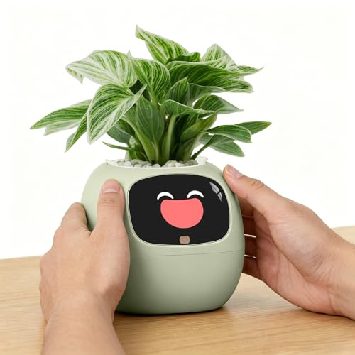 Ivy AI Smart Blumentopf mit Emoji Intelligenter Pflanzer Roboter für Zimmerpflanzen Tamagotchi Blumentopf Stilvolle Plantagotchi Home Decor