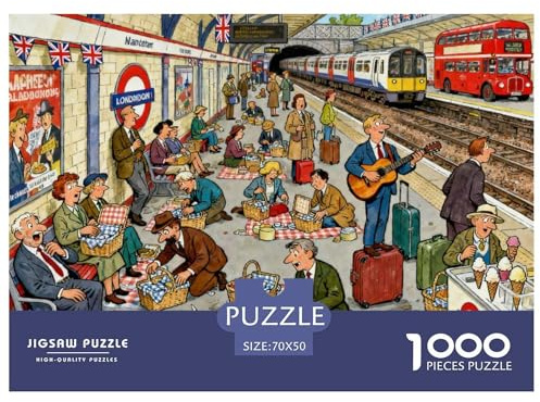 Verrückte Londoner U-Bahn-Plattform Hölzerne Puzzles Wasserfest 1000-teiliges Puzzle Geschenke Für Erwachsene Spaß Lernspiele