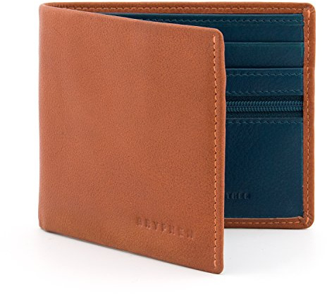 Gryphen Men's RFID Blocking Genuine Leather Wallet (Tan/Teal)