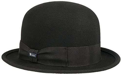 Lipodo Kinder Melone Wollfilzhut Kinder - Made in Italy - Kinderhut mit Stretchfutterband - Filzhut aus Wollfilz - Kindermelone mit Ripsgarnitur - Sommer/Winter schwarz 53 cm
