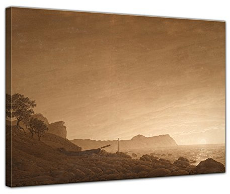 Bilderdepot24 Bild auf Leinwand | Caspar David Friedrich Blick auf Arkona mit aufgehendem Mond in 70x50 cm als Wandbild | Wand-deko Dekoration Wohnung alte Meister | NEU-180201-70x50-baamam
