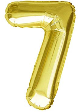 Oblique Unique® Folien Luftballon mit Zahl Nummer in Gold für Geburtstag Jubiläum Party Deko Folienballon - Zahl wählbar (Nr 7)
