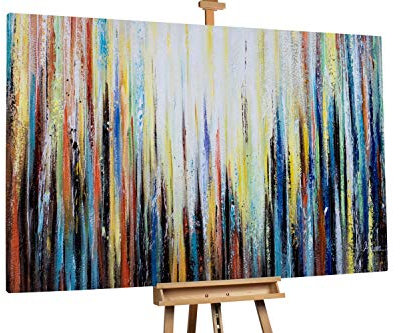 KunstLoft® XXL Gemälde 'Sonnenlichter' 180x120cm | original handgemalte Bilder | Abstrakt Streifen Bunt Weiß | Leinwand-Bild Ölgemälde einteilig groß | Modernes Kunst Ölbild