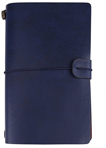 Hilitand Reisetagebuch, Notizbuch aus PU-Leder, klassisch, 5 Farben, personalisiertes Tagebuch, Tagebuch, nachfüllbarer Notizblock (Dark Blue)