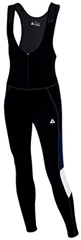 Airtracks Herren Winter Thermo Fahrradhose Lang mit Trägern Pro Line Trägerhose BIB Radhose Träger Radlerhose gepolstert - schwarz-Navy-weiß - S