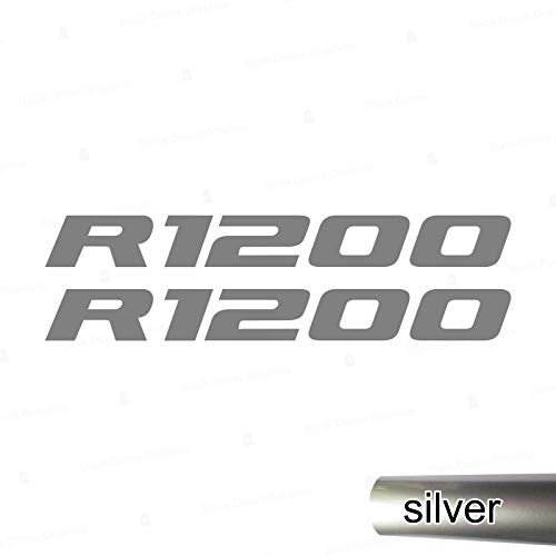 n.2 Adesivi R1200 compatibile con/sostitutivo per BMW R1200GS R 1200 GS Motorrad Adventure Moto (Argento)