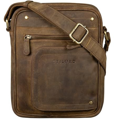STILORD 'Randall' Vintage Ledertasche Umhängetasche Messenger Bag DIN A5 Tablettasche 9,7 Zoll für iPad Herrentasche Cross Body Bag Echtes Leder, Farbe:mittel - braun