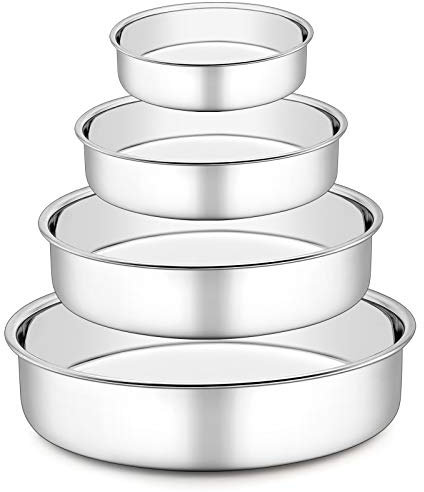 Backform Rund 4er Set, HaWare Edelstahl Kuchenform Kuchenbackform - 10/16/20/24cm, Gesund & Ungiftig, Hochglanzpoliert, Leicht zu reinigen & Spülmaschinenfest