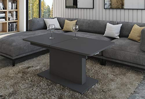 designimpex DC-1 Couchtisch ausziehbar höhenverstellbar 126/168cm in Anthrazit matt modern vielseitig Wohnzimmertisch Esstisch Beistelltisch Sofatisch platzsparend hochwertig Wohnzimmer Coffee Table