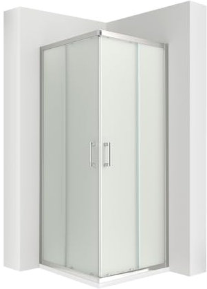 MOG Duschkabine mit Schiebetüren 100x100 cm Höhe: 190 cm Eckdusche mit Rollensystem aus 6mm satiniertem ESG Glas DK77 - alle Grössen