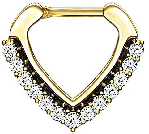 Segment Clicker Scharnier Ring Piercing Dreieck mit Glitzer Strass Septum Tragus Helix Nase Lippe Nasenring Nasenpiercing Ohr Knorpel Gold