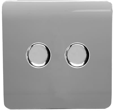 Trendi Artistic Modern Glossy Tactile 2 Gang 2 Way 120w LED Dimmer switch Light Grey