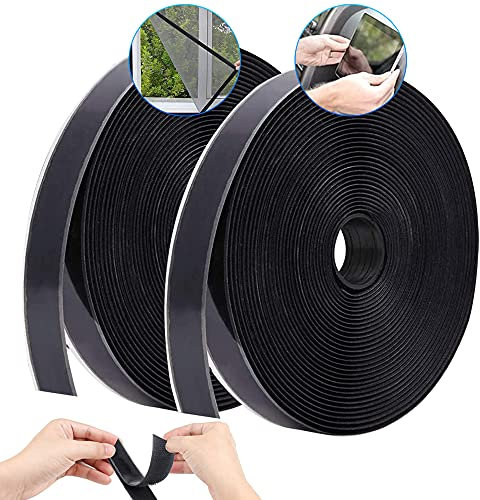 XCOZU Scratch Autocollant 8M, Scratch Adhésif 20mm Bande Autocollante Noir Scratch Double Face, Bande Scratch Rouleau Adhésive Ruban Autocollant pour Moustiquaire Fenetre, Cadres Photos Installation
