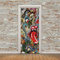 A.Monamour Türtapete Selbstklebend Türfolie Türposter 3D Musik Collage Auf Einer Mauer Graffiti Abstrakte Kunst Vinyl Folie Türdeko Tapete Wandbild Türaufkleber Türtattoo 90 x 200 cm