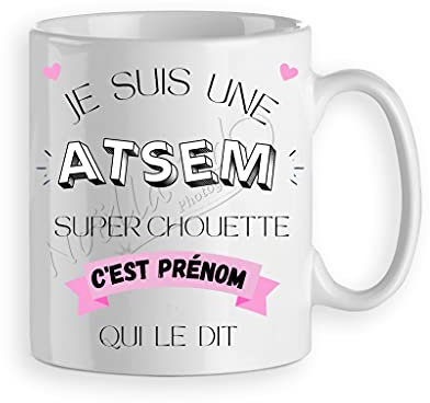 mug tasse cadeau ATSEM, enseignant, personnalisée prénom 2 faces,