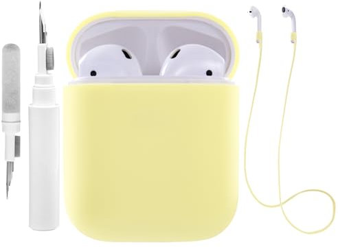 Teyomi Custodia compatibile con AirPods 2&1 con Kit di pulizia AirPods, Custodia Protettiva in Silicone con Cinturino Sportivo per Apple Airpods, Case Compatibile con Apple AirPods 2&1(Giallo)