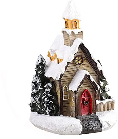 Uposao Weihnachtsdorf Mit Beleuchtung,Weihnachtslaterne Led,Batteriebetrieben Weihnachtshaus Beleuchtet Amerikanisch Weihnachtsdeko Miniatur Deko Weihnachtsdorf Häuser Desktop Decor Harz Ornament
