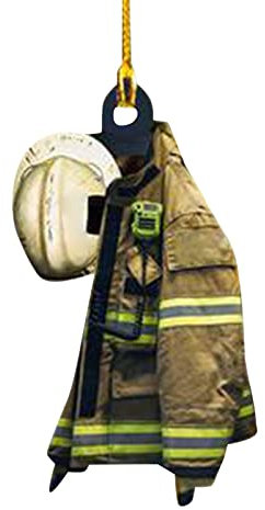 Muium(TM) Personalisierte Ornament Feuerwehrmann, Feuerwehrmann Mantel Weihnachtsbaum Ornamente Weihnachtsdekoration Feuerwehr Uniform Ornament für Auto Home Restaurant Weihnachtsdekoration (E)