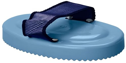 Imperial Riding Kunststoffstriegel IRH, robuster Striegel mit Gurtbandgriff, ergonomischer Fellstriegel für gründliche Pferdepflege & stylischen Stall-Look, Blau-Breeze