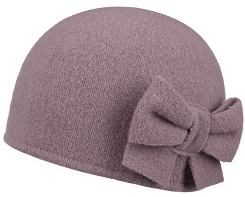 Barascon Calima Damenmütze Rundliche Wintermütze aus Wolle mit Schleifenapplikation Made in EU Herbst Winter Altrosa One Size