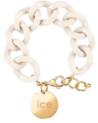 ICE - Jewellery - Chain bracelet - Almond skin - Kettenarmband mit weissfarbenen XL-Maschen für Frauen, geschlossen mit einer goldenen Medaille (020353)