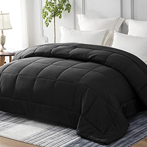 Yebeda 4-Jahreszeiten Bettdecke in 200x200 cm Schwarz, Atmungsaktive und Superweiche Ganzjahres-Steppdecke Schlafdecke