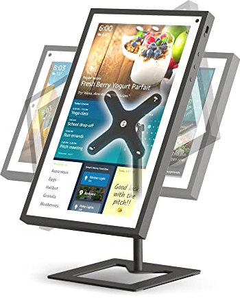 Verstellbarer Metall ständer für die Echo Show 15, Kostenlos um 360° neig- und schwenkbar,15,6 inch Monitor ständer für Echo Show 15 , robust und nicht wackelig-(gebürstetes Metall schwarz)