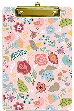Hnogri porte bloc a5 avec pince, Plastique dur, Clipboard A5 dessin de mode, Planchettes à pince et porte-formulaires, 15CM x 22.5CM, Fleurs