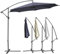 MIADOMODO® Sonnenschirm - Ø300/350cm, mit Ständer, Handkurbel, Wasserabweisend, Neigbar, Verstellbar, für Balkon, Terasse - Ampelschirm, Gartenschirm, Marktschirm, Terassenschirm (Ø 3m, Grau)