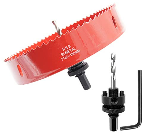 Sega a tazza 180mm, perno per impieghi gravosi LAIWEI, punta HSS 4341, fresa a tazza per praticare fori in legno, alluminio, PVC e altri materiali