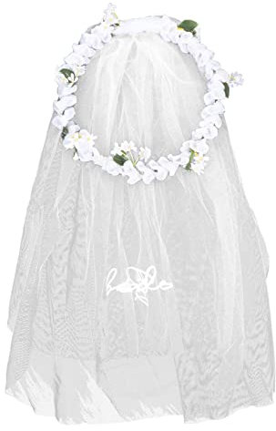 HOMSFOU Hochzeit Braut Rose Blumenkranz Stirnband mit Schleier Brautstirnband Haare Reifen Blumen Kopfwege Haarzubehör für Frauen Hochzeitsfeier Bunt