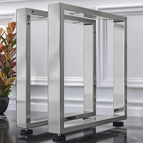 GGMMÖBEL 2er-Set Morena | Lounge Tisch Kufe | Schwarz | Füße: 6x6cm | B58xH36cm | U Tischgestell, TischKufe Schwarz