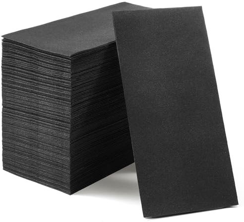 PEACHICHA Disposable Linen-Feel Guest Napkins,Paper Napkin,Disposable Cloth,Hand Towels for Kitchen, Bathroom, Parties, Weddings,Pack of 100,Black