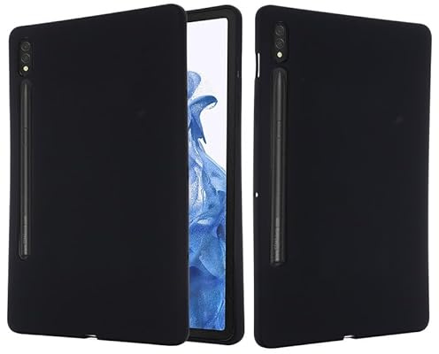 Tablet Case for Samsung Galaxy Tab S8/Tab S7 11 inch (SM-X700/X706/T870/T875) Liquid Silicone Case, Flexible Soft Gel Rubber, Slim Fit Protective Shockproof Bumper Cover, Black