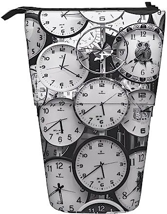 XVBCDFG Clock Art Federmäppchen Stand Up Bleistift Tasche Niedlich Teleskop Bleistift Halter Fall Make-up Tasche für Büro, siehe abbildung, Einheitsgröße, Federmäppchen