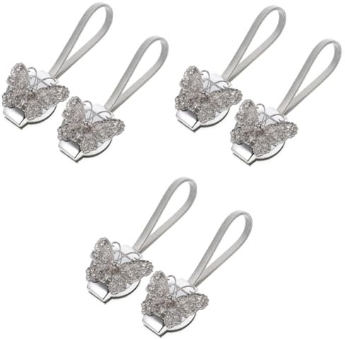 HOMSFOU 6 STK Schmetterlings Vorhang Schnalle Schraubenfeder magnetische Haken Fenstervorhänge entsprungen Raffhalter für Vorhänge Gardinenhalter Kristall anschließen binden Gardinenclip
