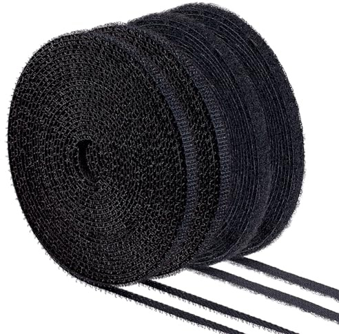 FINGERINSPIRE 2 Paar 10 m X 6 mm Kurzschnüre und ringverschlüsse die keinen klebstoff in schwarz geknüpften Fasern aus mikrofasern mit mikrodünnen und weichen Haken und lederfäden DIY aufweisen
