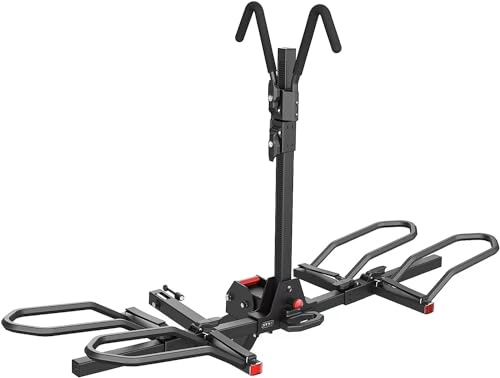 KYX Porte-vélos pour attelage de Voiture pour 2 vélos jusqu'à 81,6 kg de Charge, Support de Plate-Forme de vélo électrique à libération Rapide, Pliable, Anti-Oscillation et système de Double