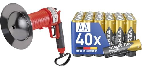 ROTHENBERGER Industrial Pressluft Rohrreiniger inkl. 4 Gummiadapter & VARTA Batterien AA