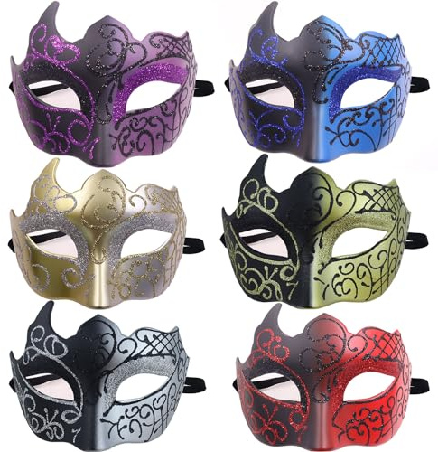 GZqiancang Venezianische Maske, mit Elastischem Seil,6 Stk | Vintage Mask e Venezianisch für Halloween/Weihnachten, Karneval, Maskerade, Kostüm Maske Cosplay