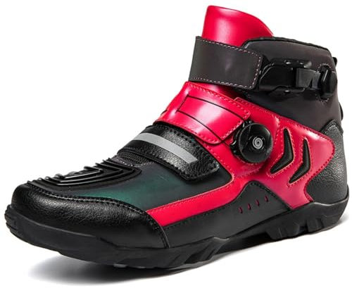 Stivali da Motocross, Stivali da Motociclismo da Uomo e da Donna, Stivali da Motociclismo da fuoristrada impermeabili, antiscivolo, atletici, traspiranti, for tutti coloro che amano le moto.(Color:Bla