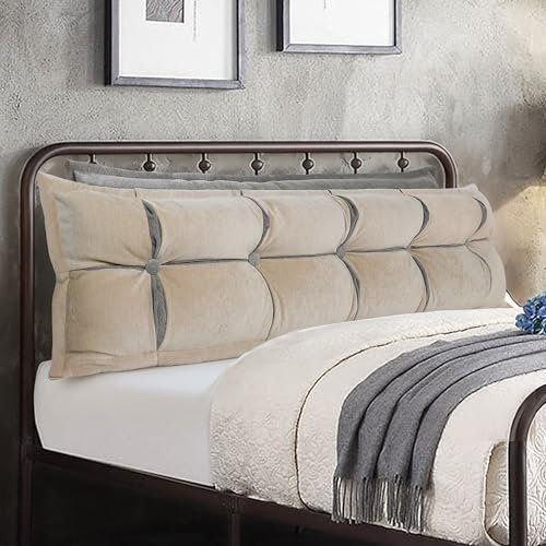 Johnear 2 Packungen Rückenkissen für Sofa Rückenlehne Bett Lesekissen, Bücherkissen Großes Lendenkissen Kopfteil Bett Kopfkissen Wandkissen Beinkissen (Grau Beige,140cm)