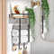 PENGARO Porte-serviettes mural pour salle de bain, porte-serviettes roulé pour salle de bain, porte-serviettes plié, étagère flottante en bois et 3 crochets, noir