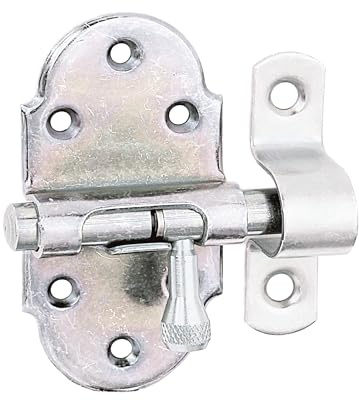 Alberts 842475 Grendelriegel | mit Messing-Knopf | galvanisch verzinkt, Dickschichtschutz | Platte 40 x 75 mm | Bolzen-Ø 9 mm | 10er Set