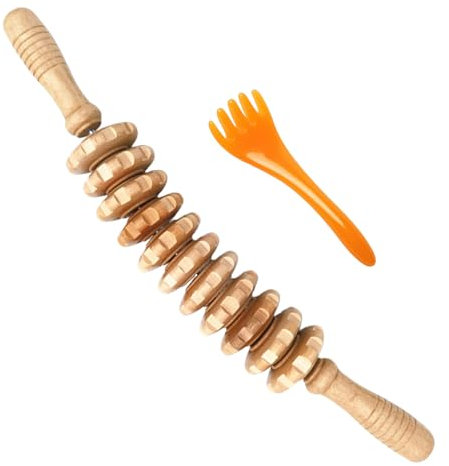 Faszienrolle und Massagegerät aus Holz - Faszienstab mit Griff für Maderotherapie, Lymphdrainage und Anti-Cellulite-massage